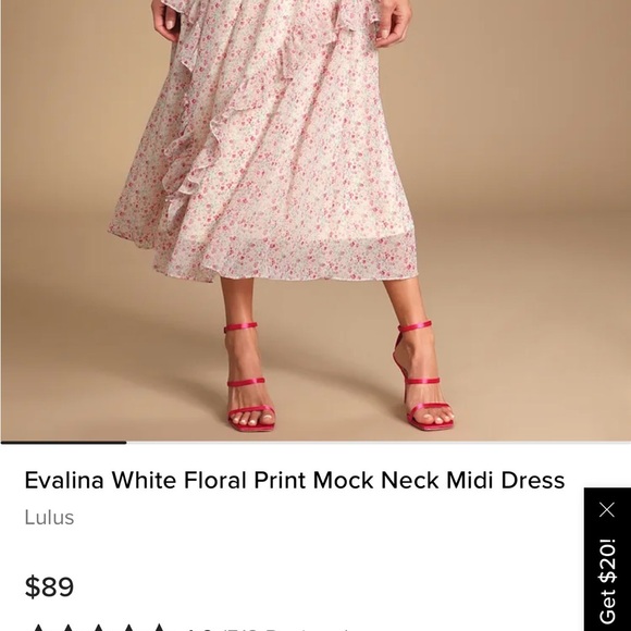 Lulu's Blush Floral Midi Dress with Ruffles - Picture 5 of 8